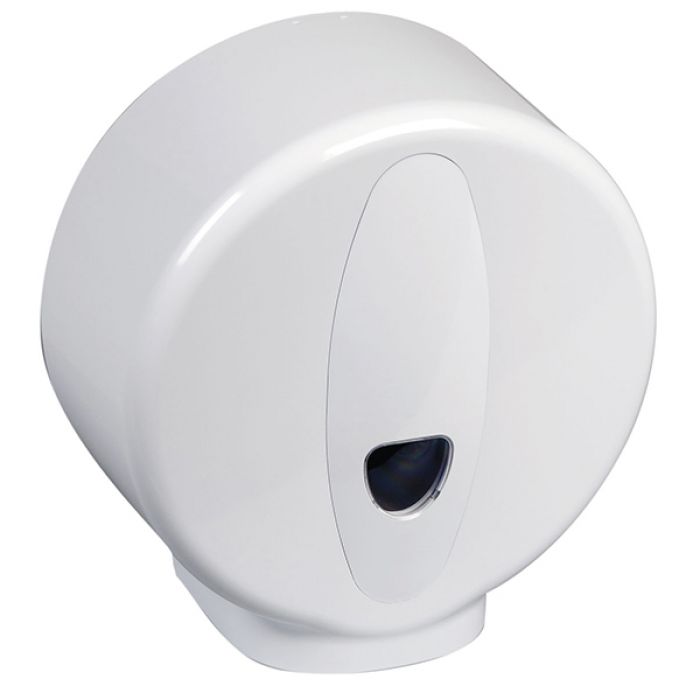 Mini Jumbo Plastic Toilet Roll Dispenser - White